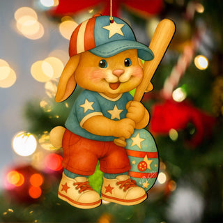 Baseball Bunny Wooden Ornaments - Easter Spring Decoration - Easter Gift by G. Debrekht - 8652854