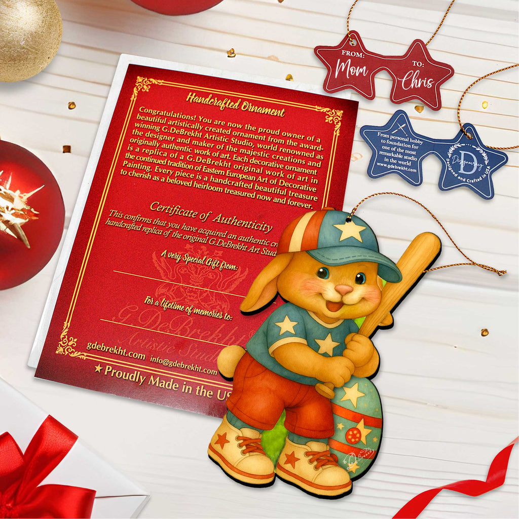 Baseball Bunny Wooden Ornaments - Easter Spring Decoration - Easter Gift by G. Debrekht - 8652854