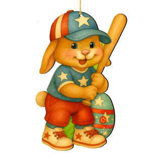 Baseball Bunny Wooden Ornaments - Easter Spring Decoration - Easter Gift by G. Debrekht - 8652854