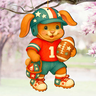 Football Bunny Wooden Ornaments - Easter Spring Decoration - Easter Gift by G. Debrekht - 8652855