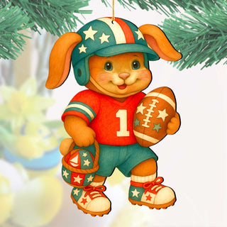 Football Bunny Wooden Ornaments - Easter Spring Decoration - Easter Gift by G. Debrekht - 8652855