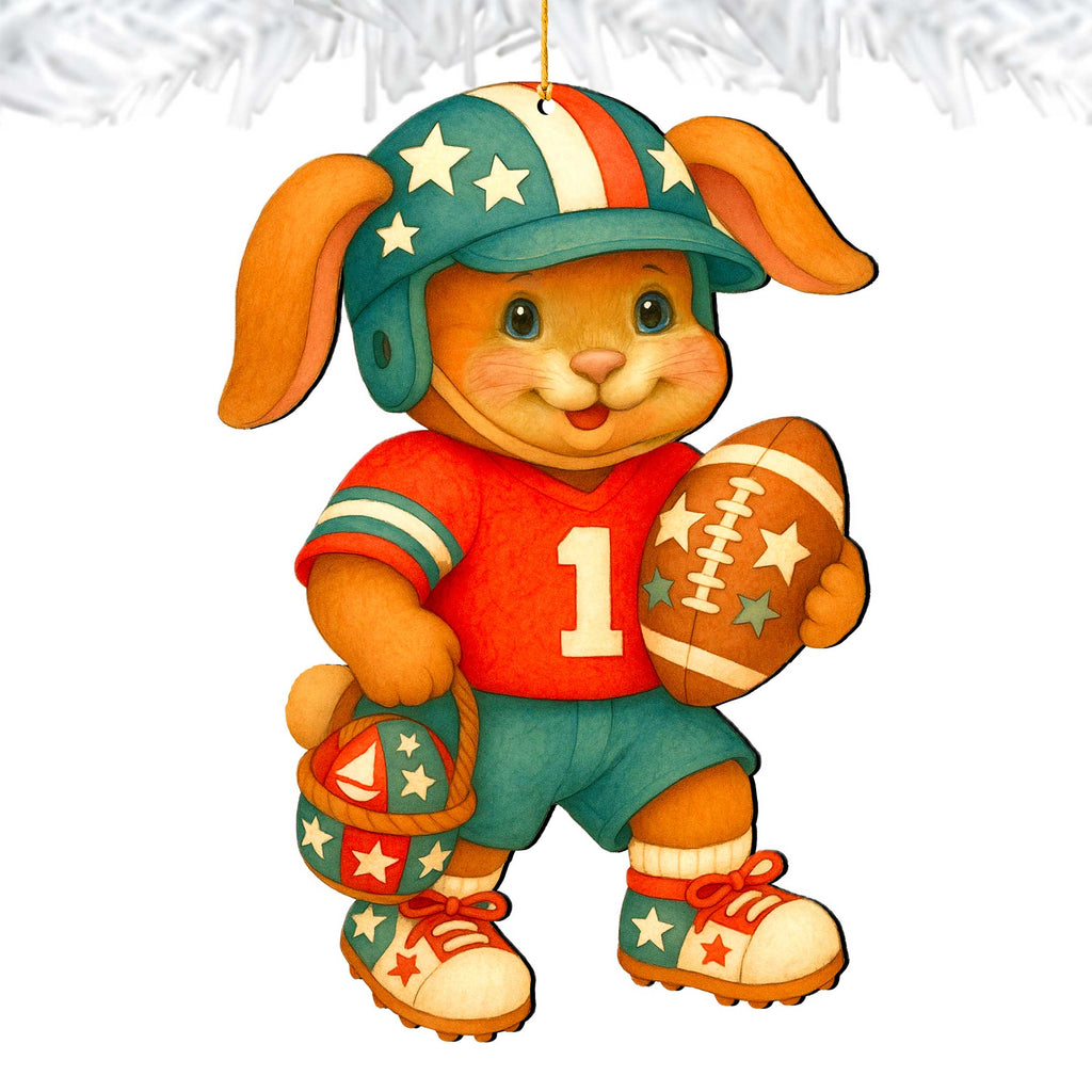 Football Bunny Wooden Ornaments - Easter Spring Decoration - Easter Gift by G. Debrekht - 8652855