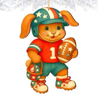 Football Bunny Wooden Ornaments - Easter Spring Decoration - Easter Gift by G. Debrekht - 8652855