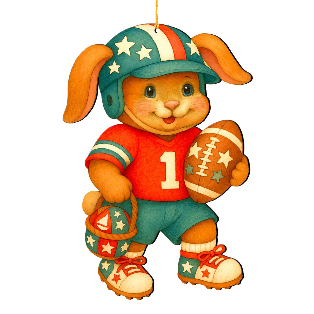 Football Bunny Wooden Ornaments - Easter Spring Decoration - Easter Gift by G. Debrekht - 8652855
