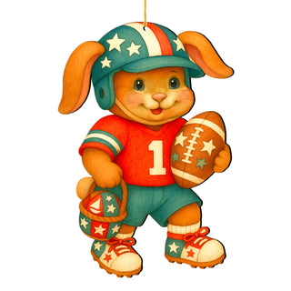 Football Bunny Wooden Ornaments - Easter Spring Decoration - Easter Gift by G. Debrekht - 8652855