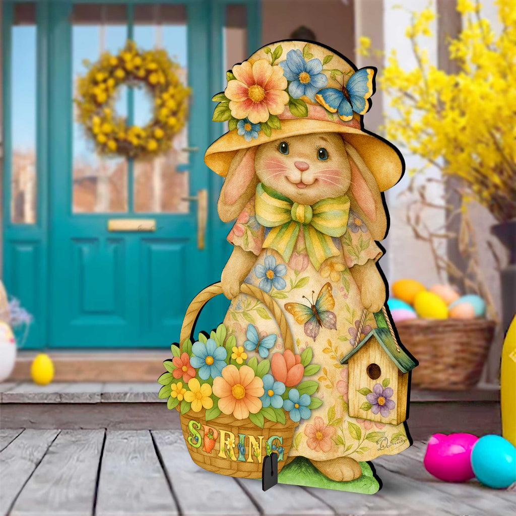 Spring Bunny Garden Décor – Handcrafted Wooden Easter Bunny Yard & Porch Decoration by G.Debrekht - 8652865F