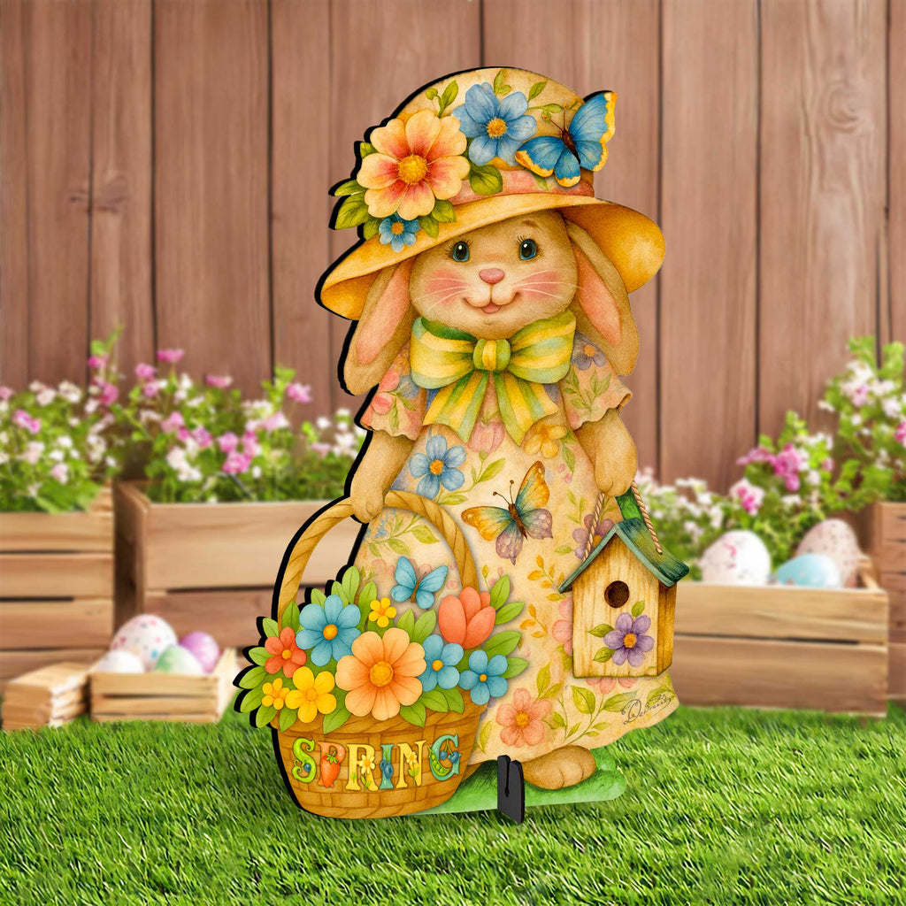 Spring Bunny Garden Décor – Handcrafted Wooden Easter Bunny Yard & Porch Decoration by G.Debrekht - 8652865F