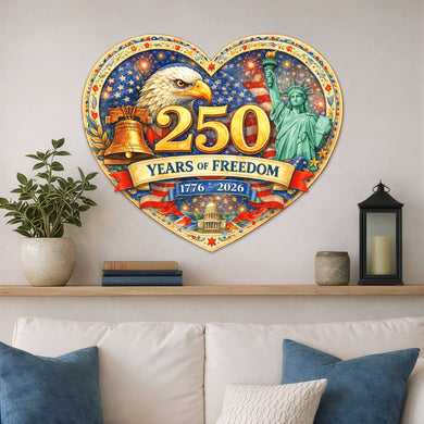250 Years of Freedom Patriotic Door Hanger – American Eagle Wall Decor 1776–2026 – Handcrafted Wooden Holiday Wall Art by G. DeBrekht – 8652773H