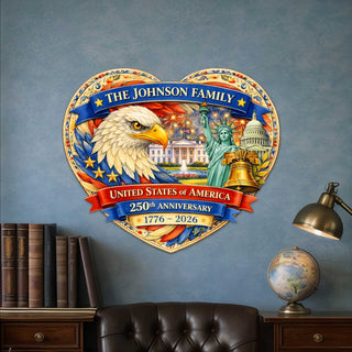 Personalized 250 Years of Freedom Door Hanger – Custom Family Name Patriotic Wall Decor 1776–2026 – 8652874H