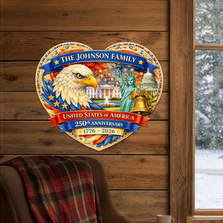 Personalized 250 Years of Freedom Door Hanger – Custom Family Name Patriotic Wall Decor 1776–2026 – 8652874H