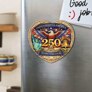 Patriotic 250 Years of Freedom Heart Eco Wood Magnets Set of 6 by G. Debrekht - 8652875G-S6