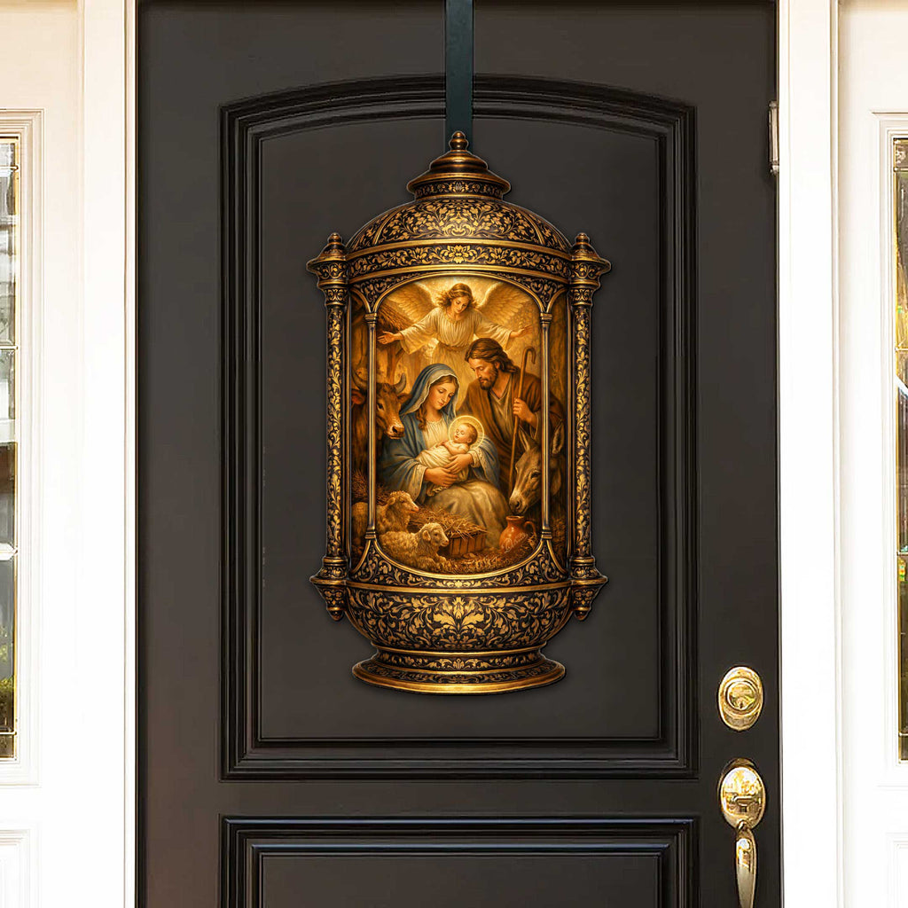 Nativity Scene Lantern Door Decor by G. Debrekht - Nativity Holiday Decor - 8652875H