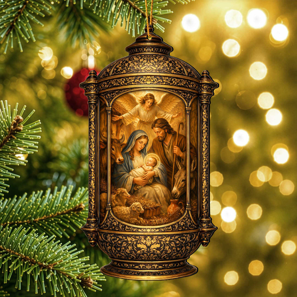 Holy Family Scene Holiday Wooden Ornaments by G. DeBrekht - Nativity Holiday Decor - 8652875