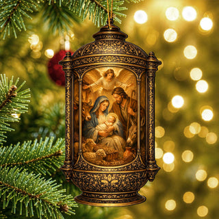 Holy Family Scene Holiday Wooden Ornaments by G. DeBrekht - Nativity Holiday Decor - 8652875