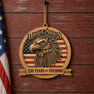 United States 250 Years of Freedom Eagle Door Hanger – Patriotic Wooden Wall Decor 1776–2026 - 8652876H