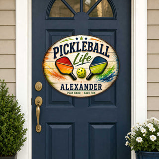 Personalized Pickleball Life Wall Decor – Custom Pickleball Name Sign – 19x19 Round Sports Wall Art by G.Debrekht - 8652879H