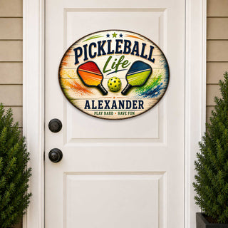 Personalized Pickleball Life Wall Decor – Custom Pickleball Name Sign – 19x19 Round Sports Wall Art by G.Debrekht - 8652879H