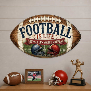 Football Is Life Door Hanger – Rustic Football Sports Sign – 19x19 Football Wall Decor by G.Debrekht - 8652883H