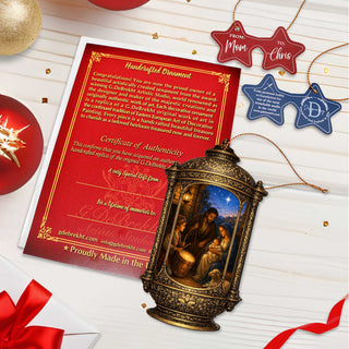 Holy Family Nativity Lantern Wooden Christmas Ornament – Religious Holiday Décor by G. Debrekht – 8652905