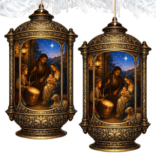 Holy Family Nativity Lantern Wooden Christmas Ornament – Religious Holiday Décor by G. Debrekht – 8652905