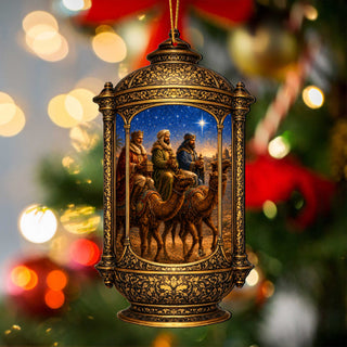 Three Wise Men Lantern Wooden Christmas Ornament – Religious Nativity Décor by G. Debrekht – 8652906