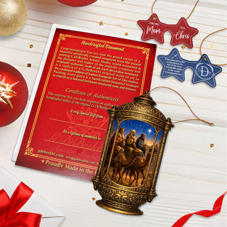 Three Wise Men Lantern Wooden Christmas Ornament – Religious Nativity Décor by G. Debrekht – 8652906