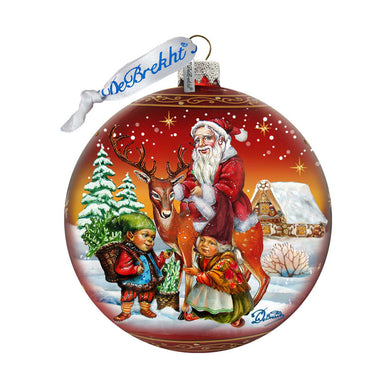 Vintage Reindeer Ride Glass Ornament Limited Edition by G. DeBrekht - Christmas Santa Snowman Decor - 73869