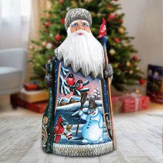 Santa Happy Snowman Hand-Painted WOODCARVED Masterpiece by G. DeBrekht - Christmas Santa Snowman Decor - 821593