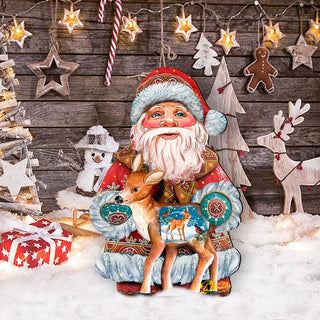 Deerest Friends Christmas Outdoor Yard Sign by G. DeBrekht - Christmas Santa Snowman Decor - 8118081F