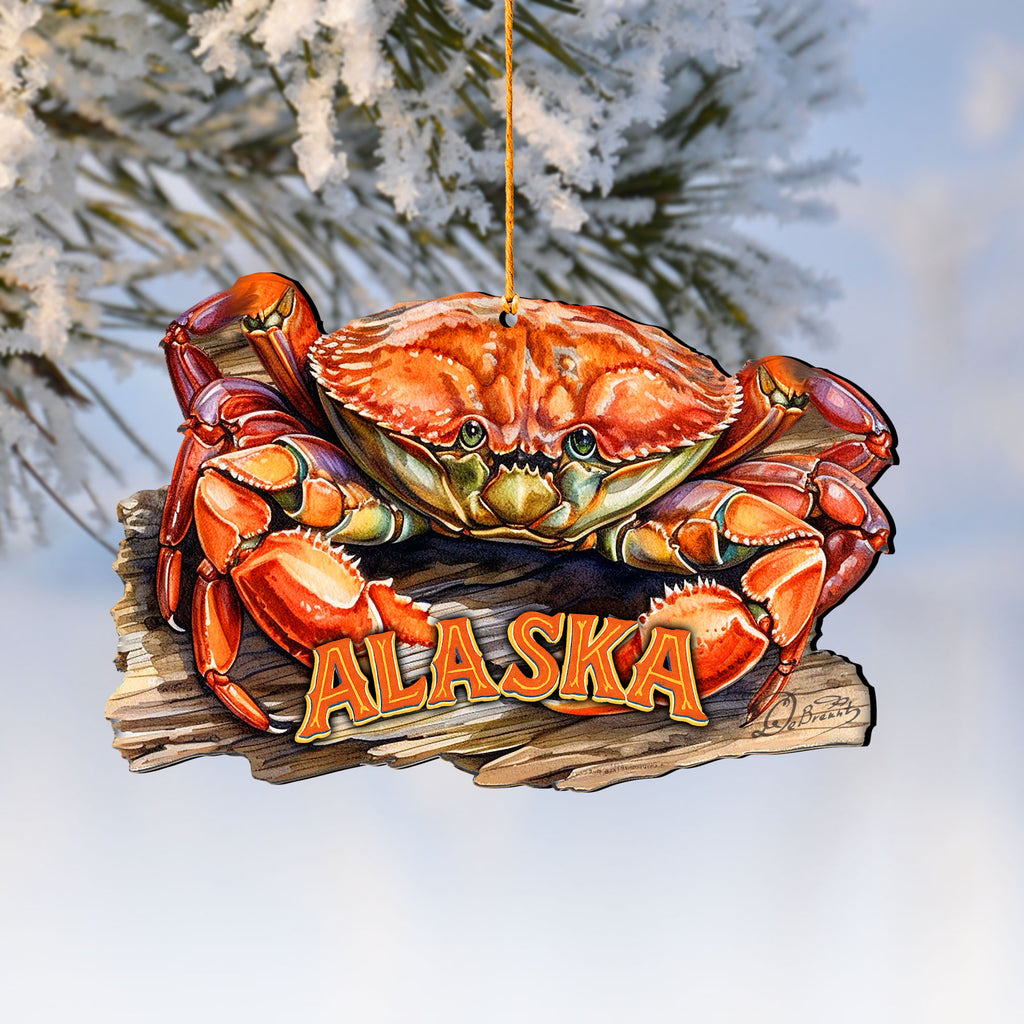 Alaska King Crab Wooden Ornament – The Great Land Wildlife Décor by G. DeBrekht - Wildlife Holiday Décor - 8710121-3