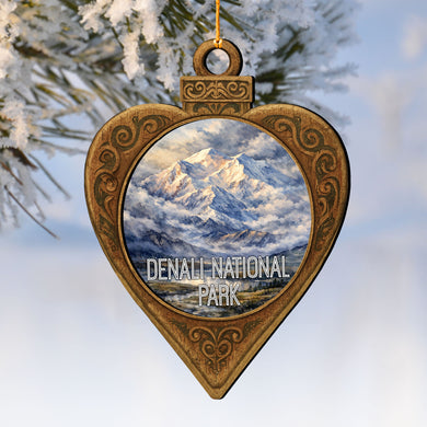 Denali National Park Keepsake Wooden Ornament – Alaska Mountain Heart Decor by G. DeBrekht - Wildlife Holiday Décor - 8710146