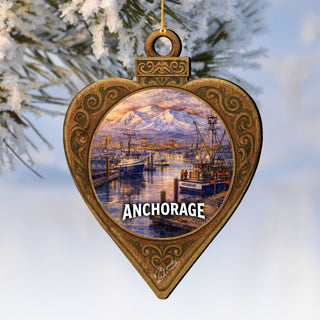 Anchorage Alaska Wooden Ornament – Alaska Wildlife Décor by G. DeBrekht - Wildlife Holiday Décor - 8710157