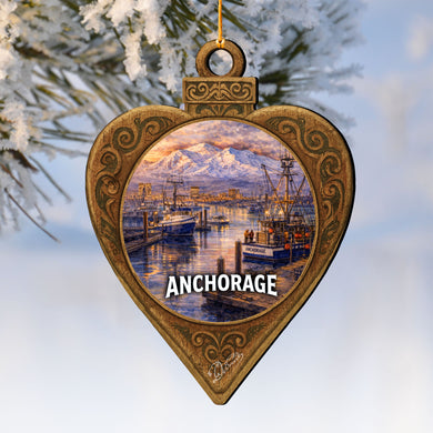 Anchorage Alaska Wooden Ornament – Alaska Wildlife Décor by G. DeBrekht - Wildlife Holiday Décor - 8710157