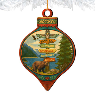 Northern Harbor Signpost Wooden Ornament – Wildlife Décor by G. DeBrekht - Wildlife Holiday Décor - 8710172