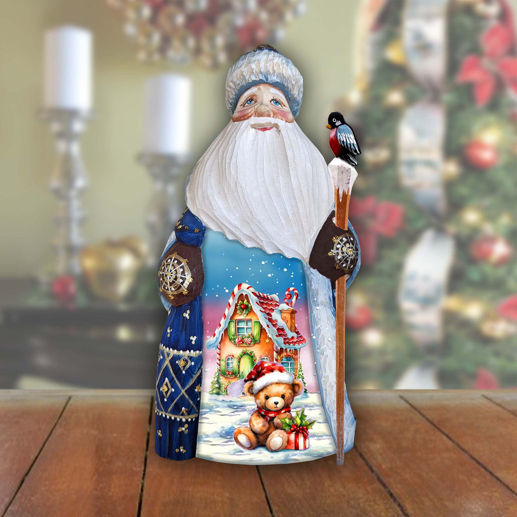 Gingerbread House Santa Hand-Painted WOODCARVED Masterpiece Figurine by G. DeBrekht - Christmas Decor - 8215950