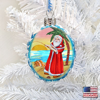 Flower Santa Mercury Glass Ornament by G. DeBrekht - Coastal Holiday Decor - 777361
