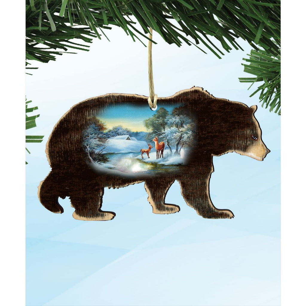 Black Bear Wooden Ornaments - Tree Ornament by G. DeBrekht - Wildlife Holiday Decor - 8198215-3