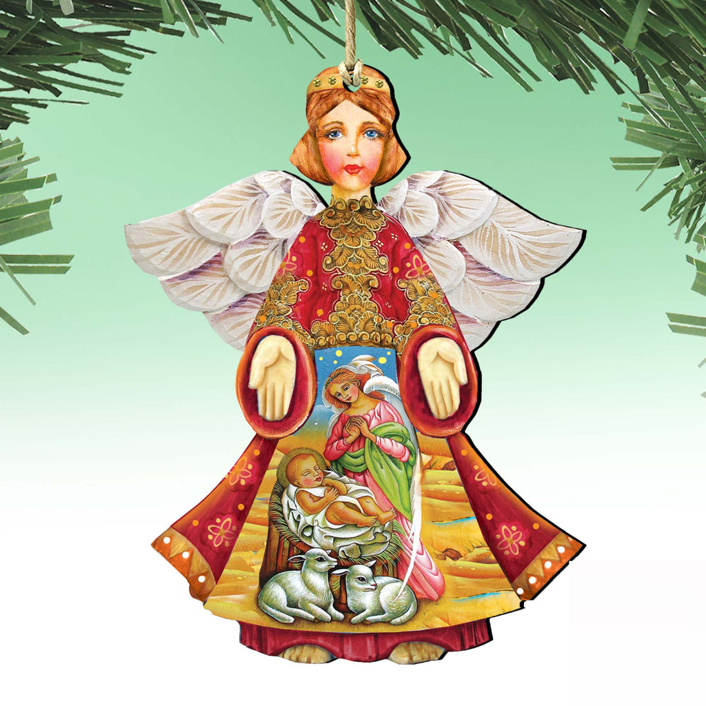 Mary And Joseph Angel Wooden Ornaments by G. DeBrekht - Nativity Holiday Decor - 8154109