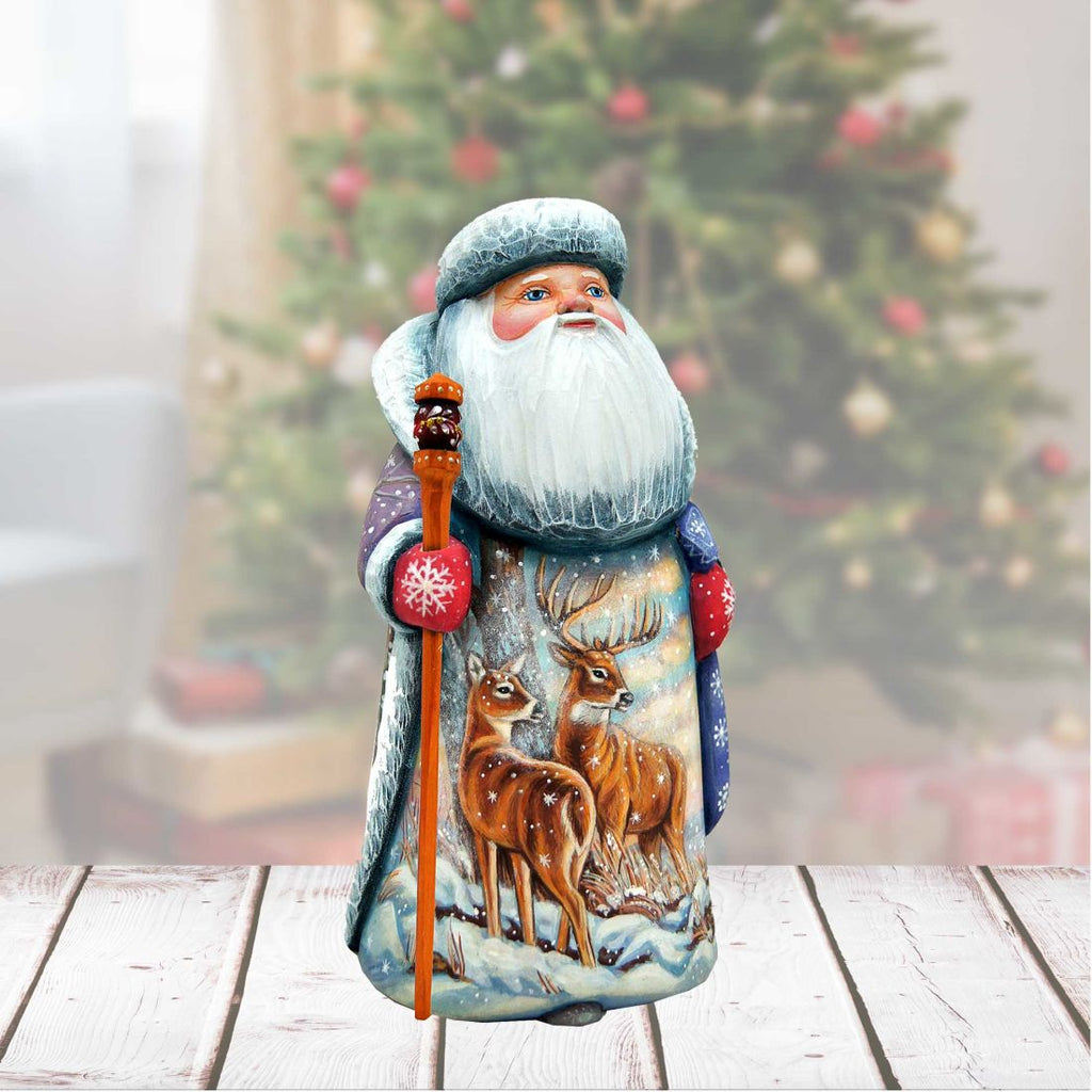 Santa Reindeer Family Hand-Painted WOODCARVED Masterpiece by G. DeBrekht - Wildlife Holiday Decor - 821512 *** PRE-ORDER - Handmade Just for You! ***