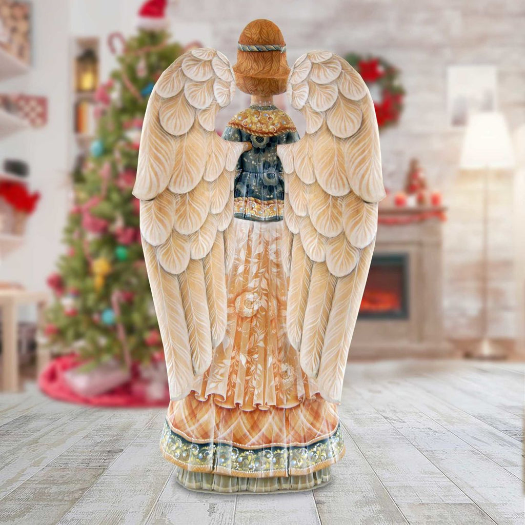Guardian Angel Hand-Painted WOODCARVED Masterpiece by G. DeBrekht - Nativity Holiday Decor - L25110 *** PRE-ORDER - Handmade Just for You! ***