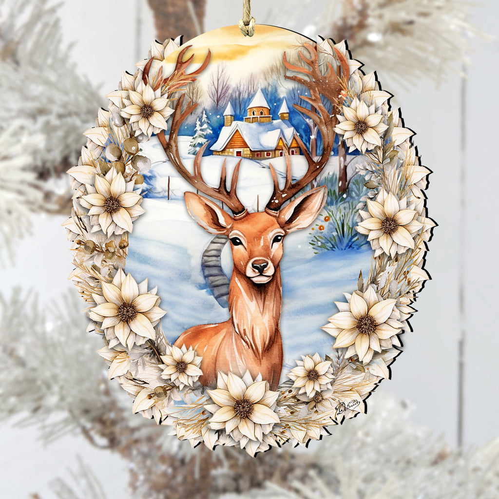 Majestic Forest Deer Wooden Ornaments by G. Debrekht Christmas Decor - 8611065