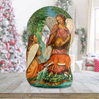 Deer Blessing Angel Hand-Painted WOODCARVED Masterpiece by G. DeBrekht - Nativity Holiday Decor - L291827