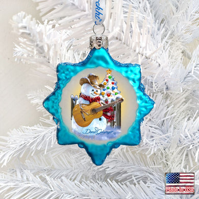 Guitar Snowman Mercury Glass Ornament by D. Gelsinger - Christmas Santa Snowman Decor - 778103-1531