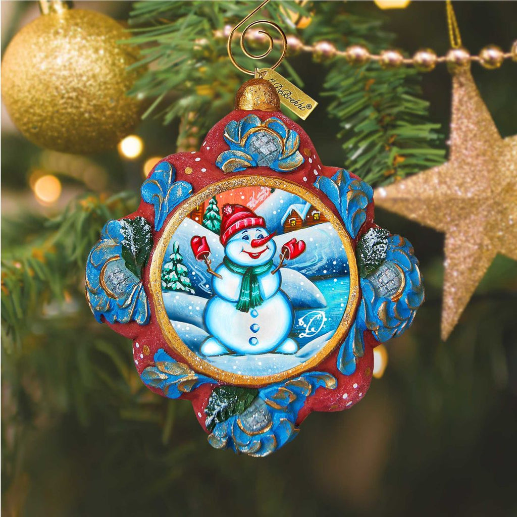 Snowman Sculpted Hand-Painted Christmas Ornament by G. DeBrekht - Christmas Santa Snowman Decor - 6102443