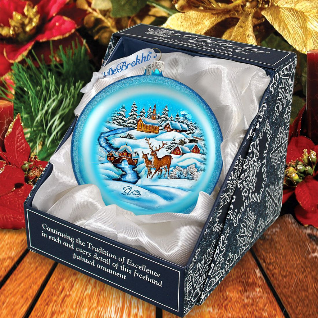 Winter landscape Glass Ornament by G. DeBrekht - Christmas Decor - 744-012