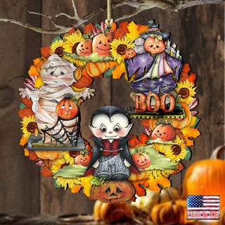 Halloween Wreath Wooden Ornaments by G. DeBrekht - Thanksgiving Halloween Decor - 8185316