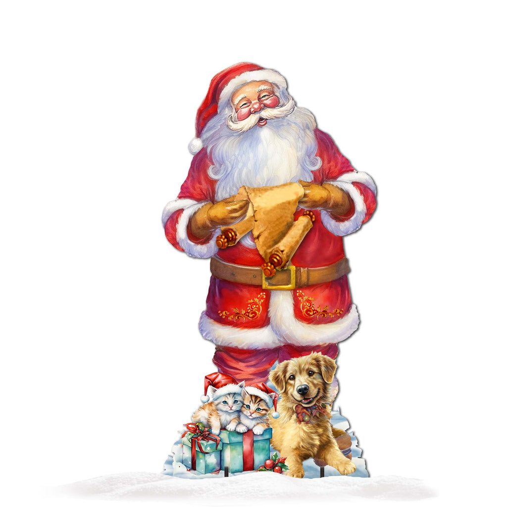 Celebrate with Santa: Santa with List Outdoor Decor by G. Debrekht - Christmas Santa Snowman Decor - 8611095F