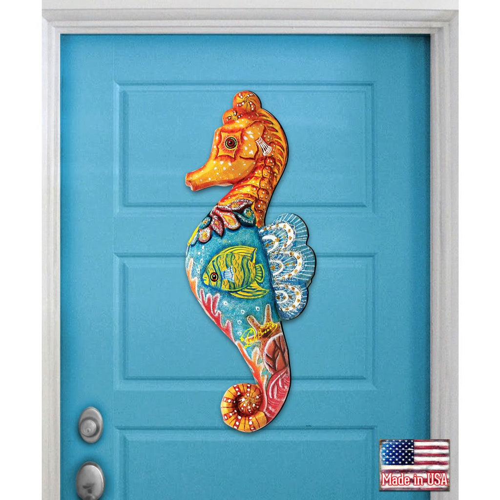 Seahorse Beach House Coastal Door Decor by G. DeBrekht - Coastal Holiday Decor - 8126111H