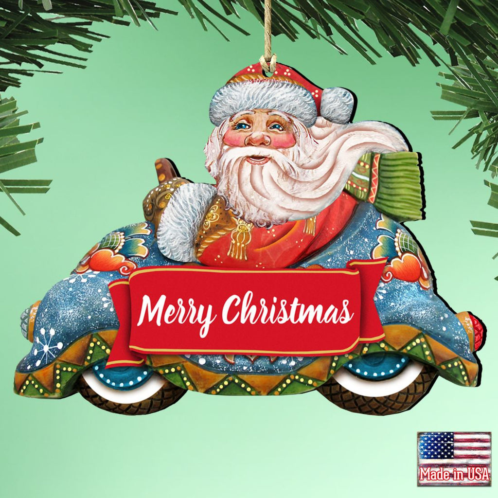 Merry Christmas Santa Wooden Ornaments by G. DeBrekht - Christmas Santa Snowman Decor - 8112045-2