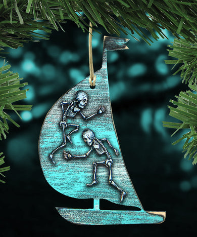 Halloween Skeletons Sailboat Wooden Ornaments by G. DeBrekht - Thanksgiving Halloween Decor - 8199524-2